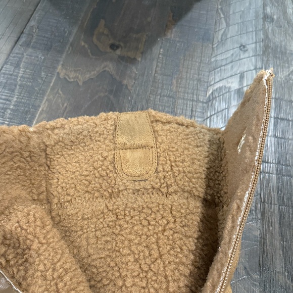 Connie Snip Tan Suede Boots Wedge Heel Faux Fur Wool Lined Zipper 7 - Picture 10 of 16